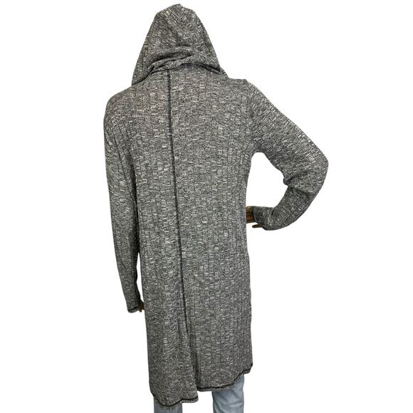 Zenergy Chico's 1 Vanya Hooded Rib Knit Long Cardigan Jacket Sweater Gray Size M - Picture 4 of 12
